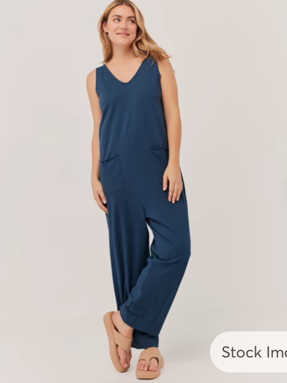 Pact Women's blue Sleeveless Wide-Leg Jumpsuit, size small